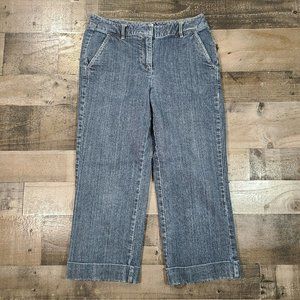 Talbots Capri Jeans Womens 2 Mid-Rise Stretch Cuffed Zip Rinse Wash Blue Denim